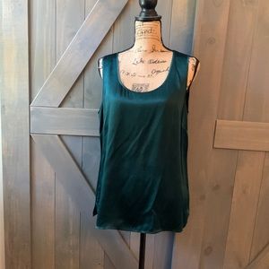 Talbots 100% silk hunter-emerald green tank